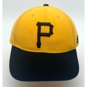 Vtg Pittsburgh Pirates Team Nike Strap Back Hat Cap‎ Yellow Wool Blend